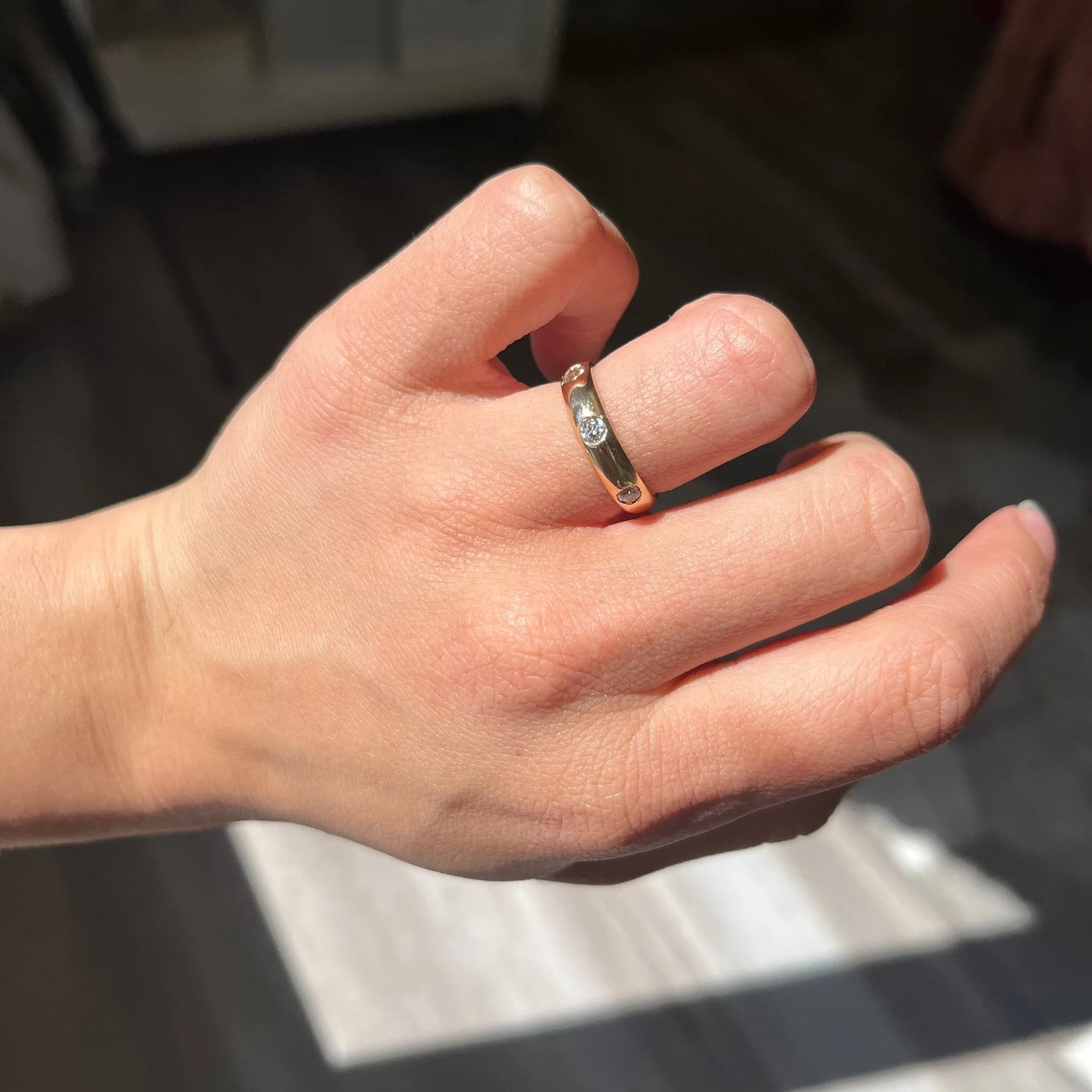 Old European Cut Diamond 3-Stone Band