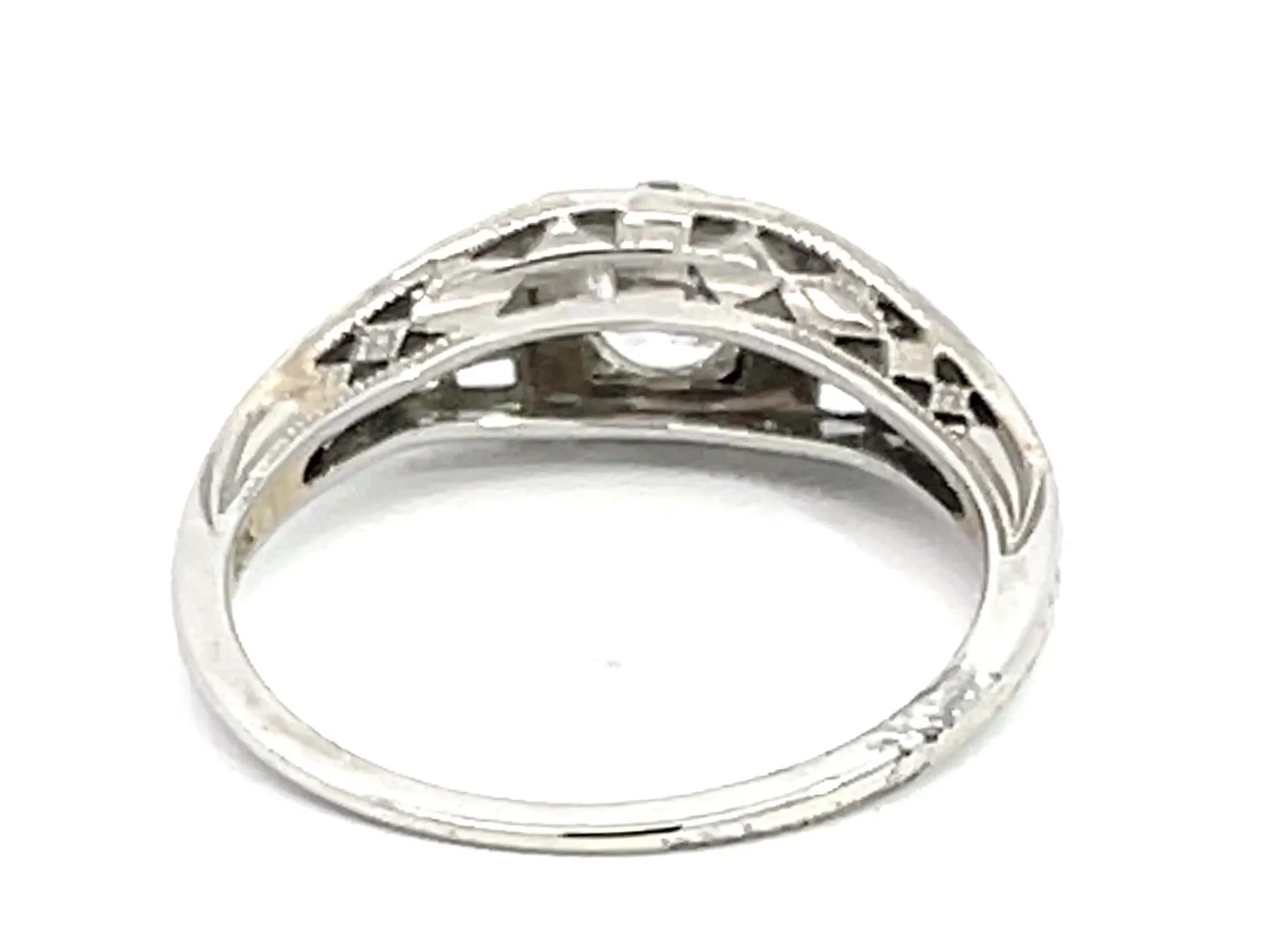 Old European Cut Diamond Art Deco Ring in 18k White Gold