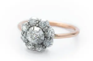 OLD EUROPEAN CUT DIAMOND CLUSTER HALO RING