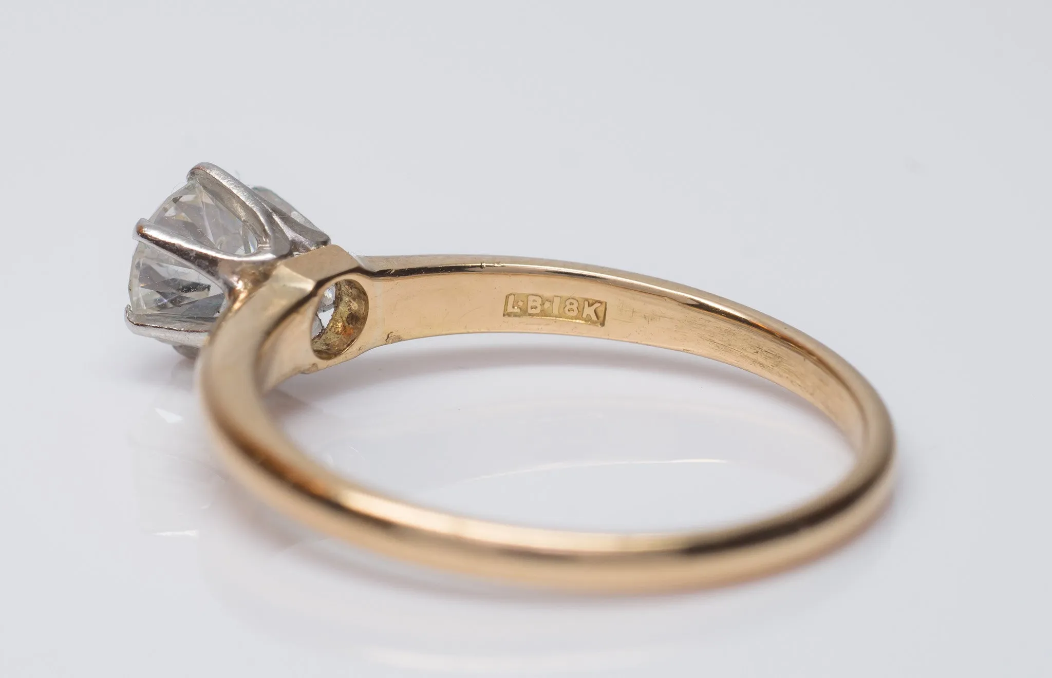 OLD EUROPEAN CUT DIAMOND SOLITAIRE IN WHITE GOLD