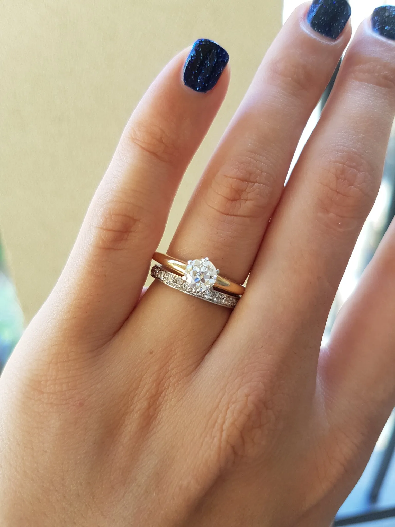 OLD EUROPEAN CUT DIAMOND SOLITAIRE IN WHITE GOLD