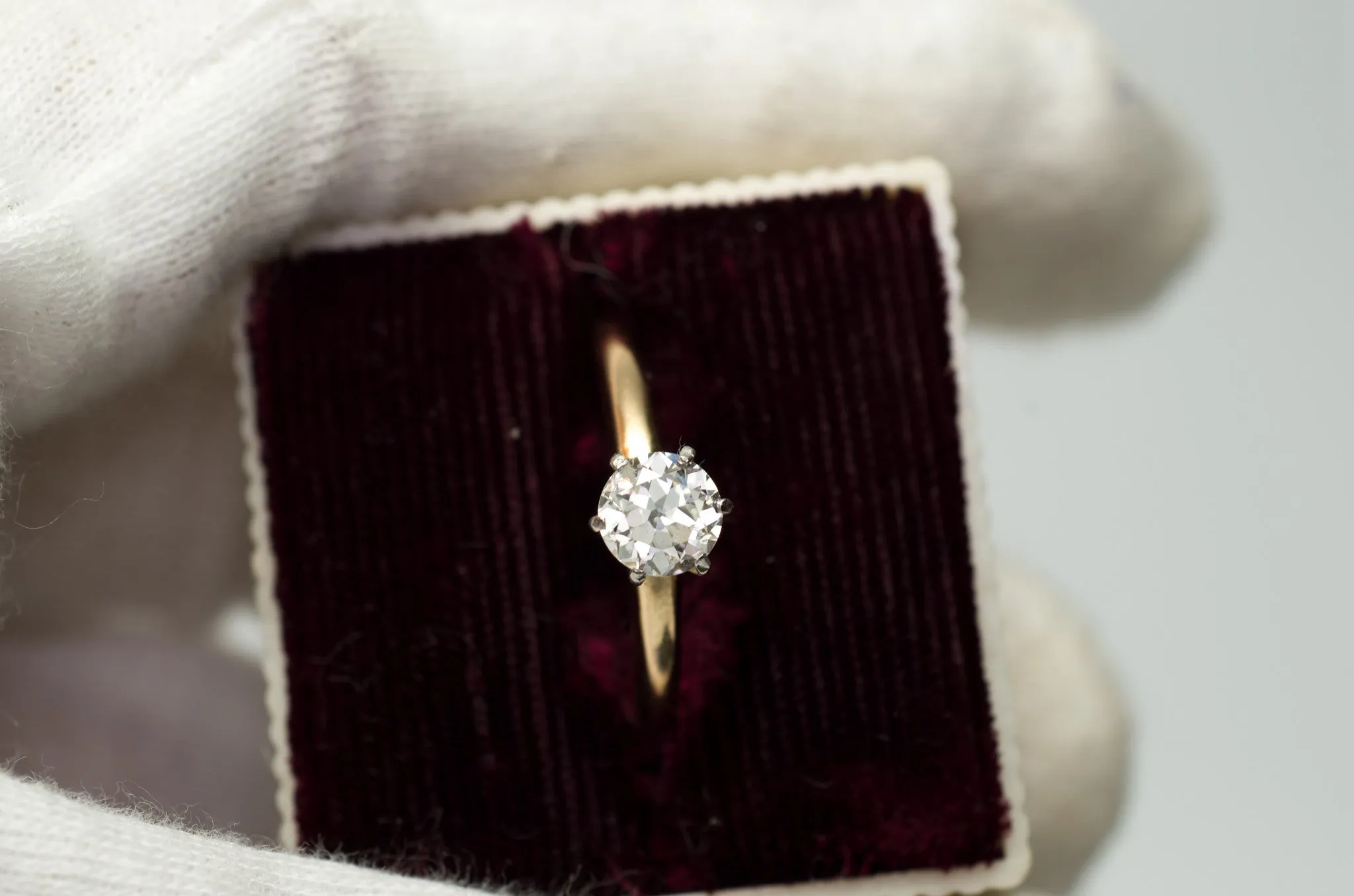 OLD EUROPEAN CUT DIAMOND SOLITAIRE IN WHITE GOLD