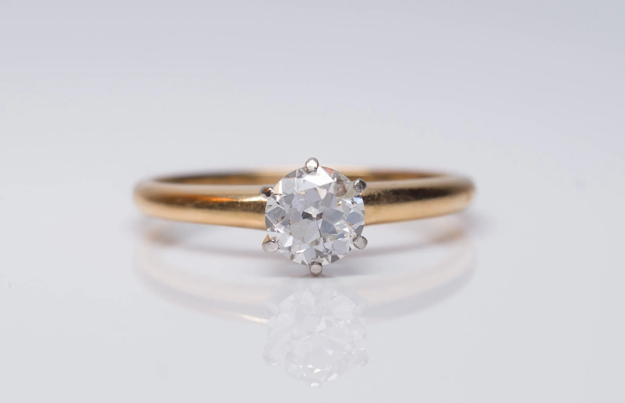 OLD EUROPEAN CUT DIAMOND SOLITAIRE IN WHITE GOLD
