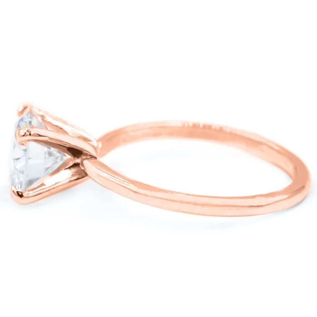 Old European Cut (OEC) Round Moissanite 14K Rose Gold 4 Prongs Solitaire Ring