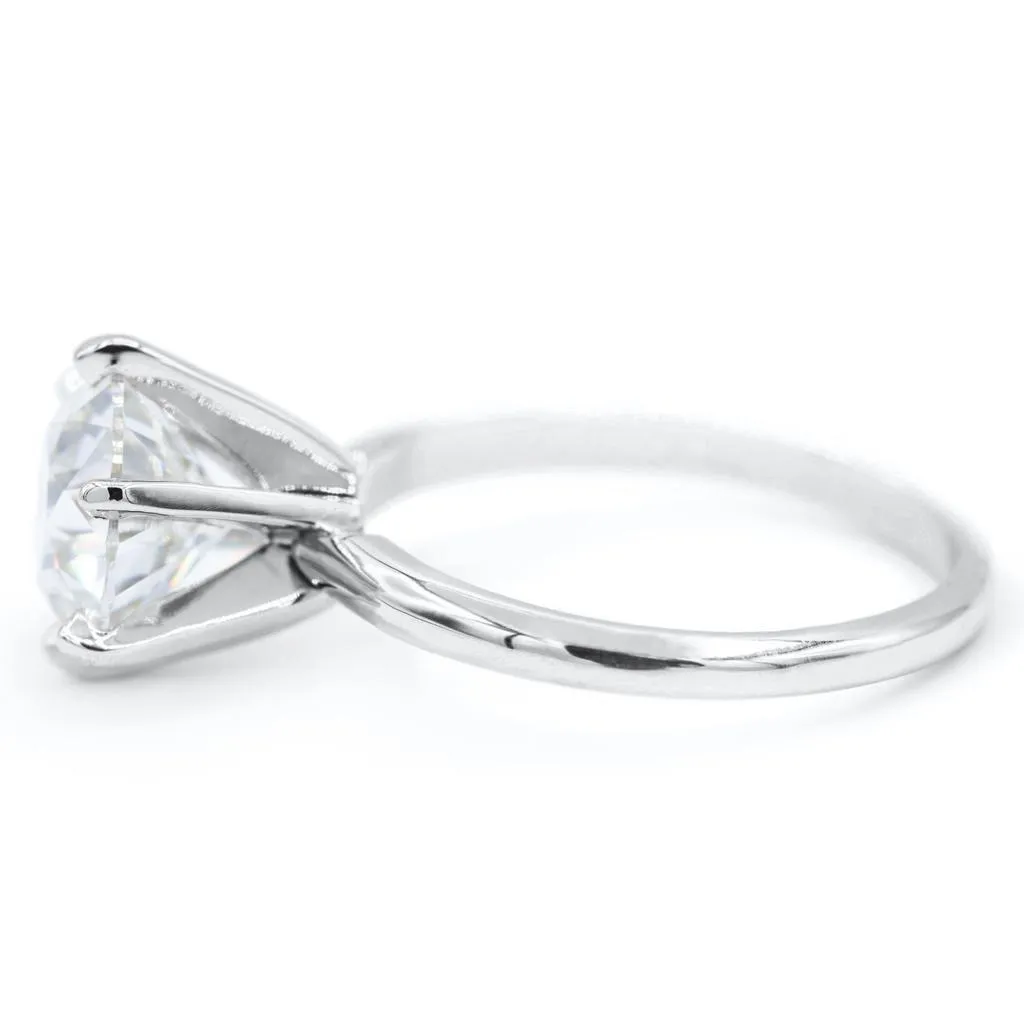Old European Cut (OEC) Round Moissanite Platinum 6 Prongs Solitaire Ring