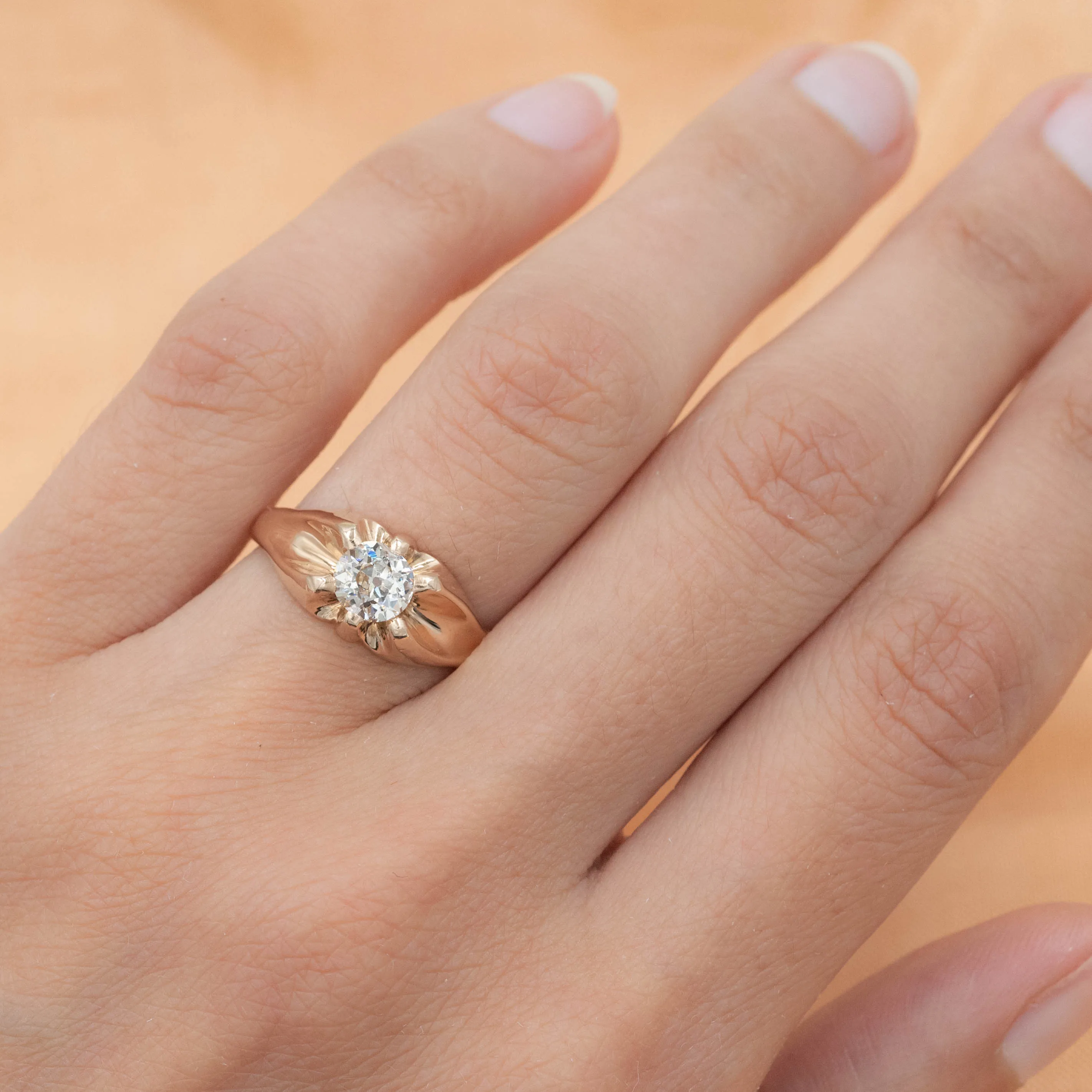 Old European Diamond Belcher Ring c1910