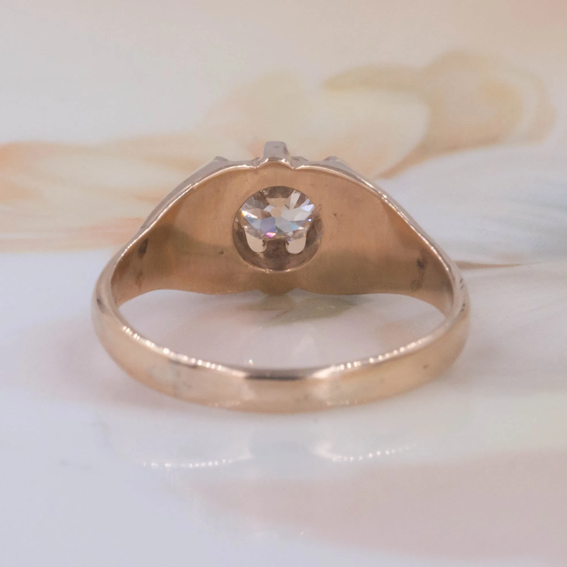 Old European Diamond Belcher Ring c1910