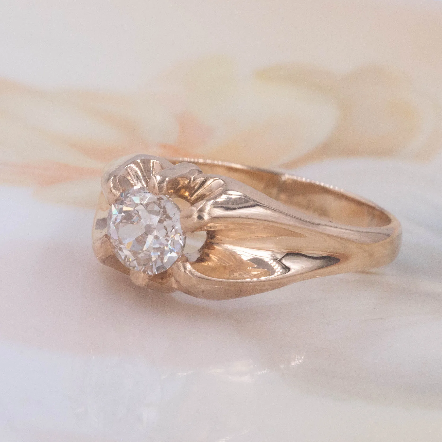 Old European Diamond Belcher Ring c1910