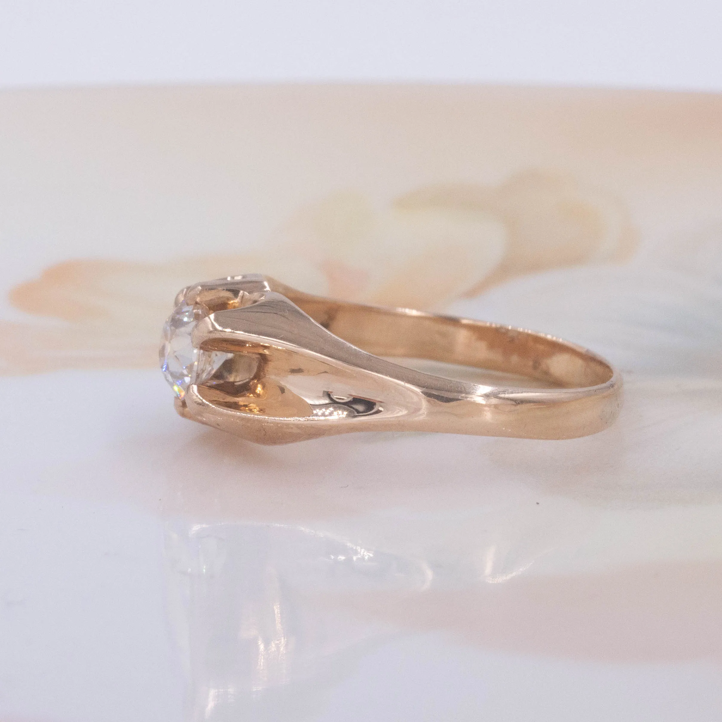 Old European Diamond Belcher Ring c1910