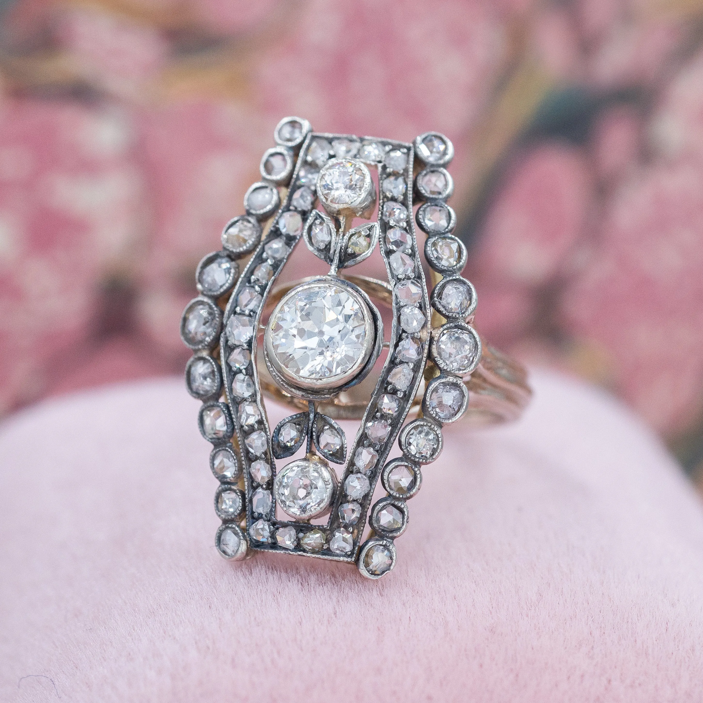 Old European Diamond Dinner Ring c1900