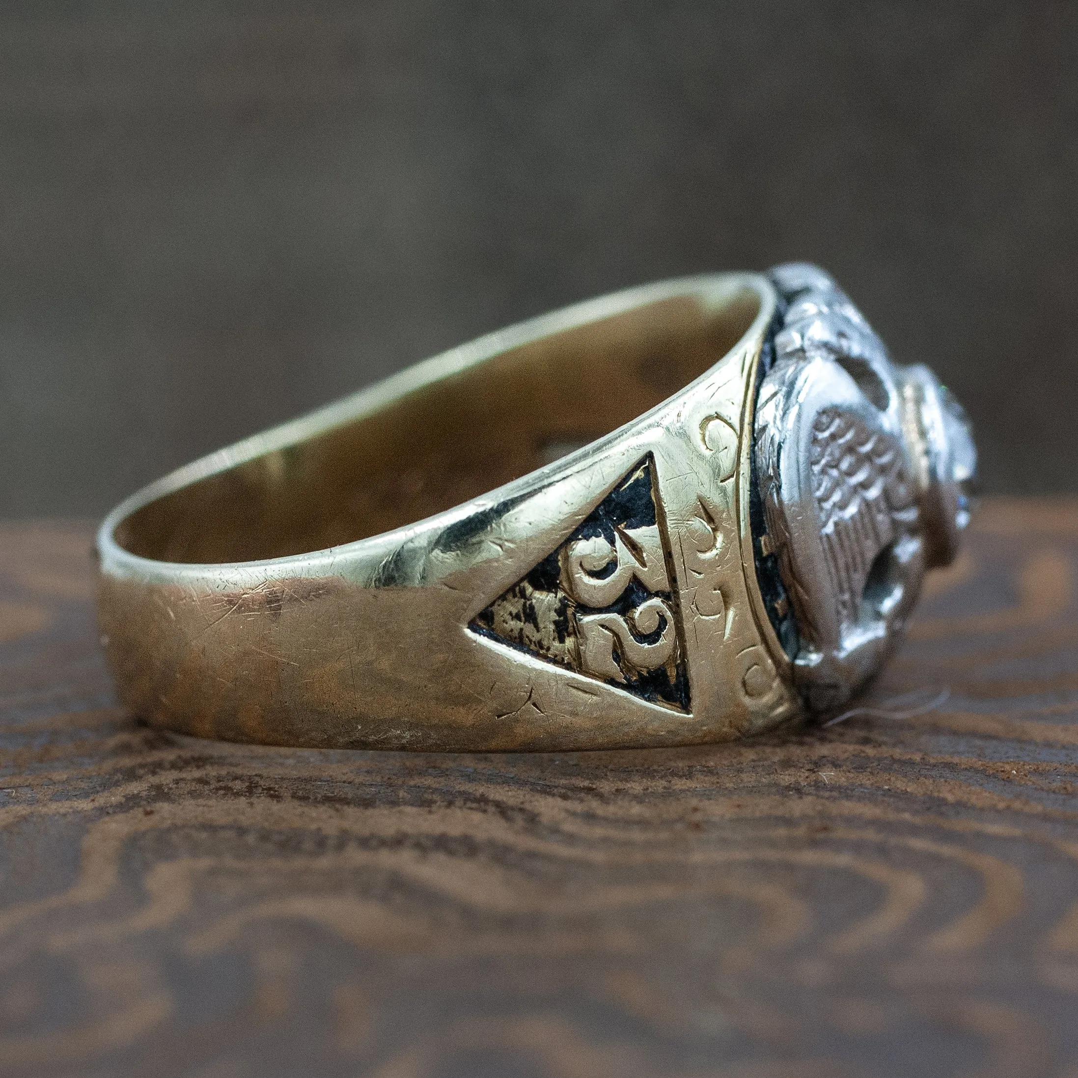 Old European Diamond Masonic Ring c1931