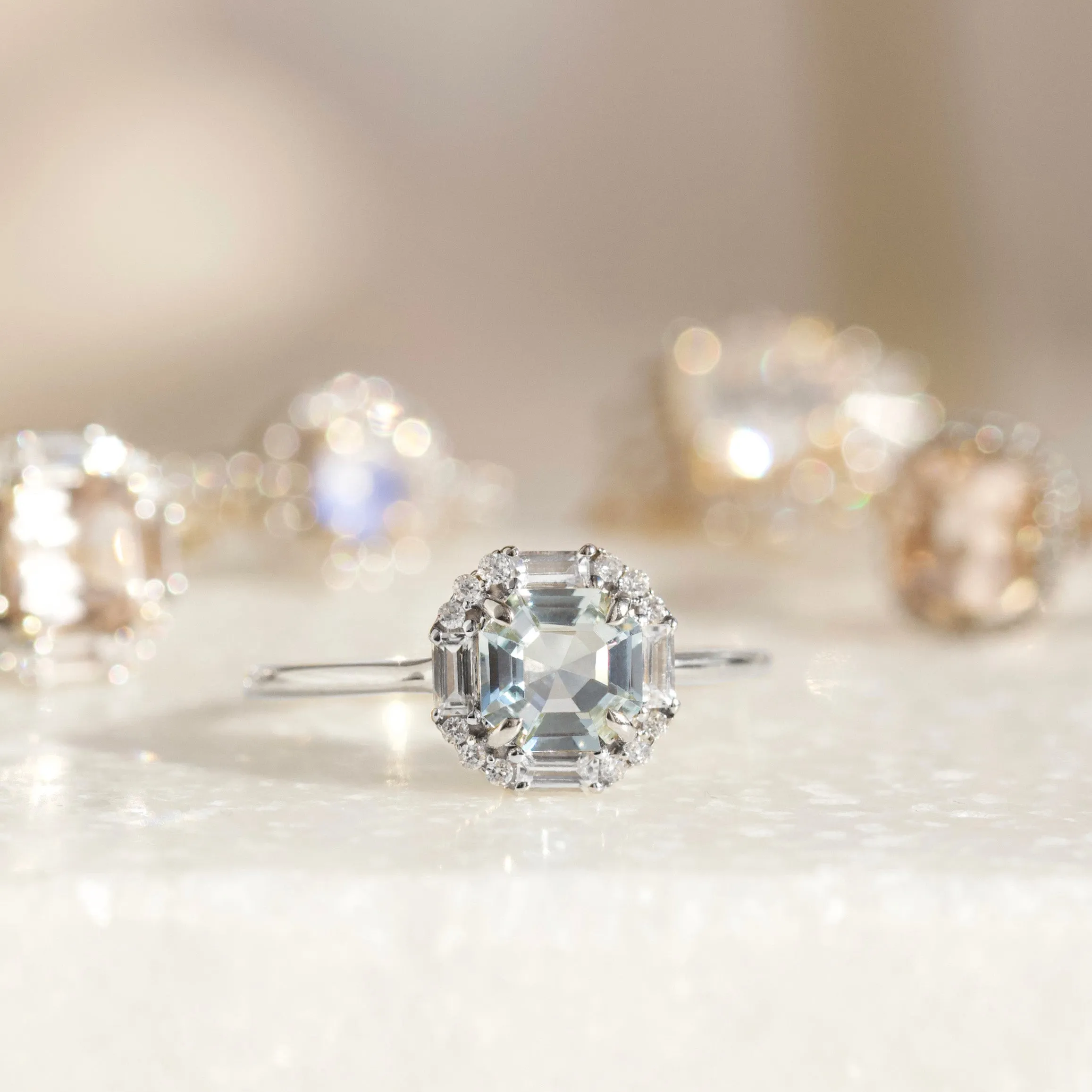 Ophelia Aquamarine, Sapphire and Diamond Ring