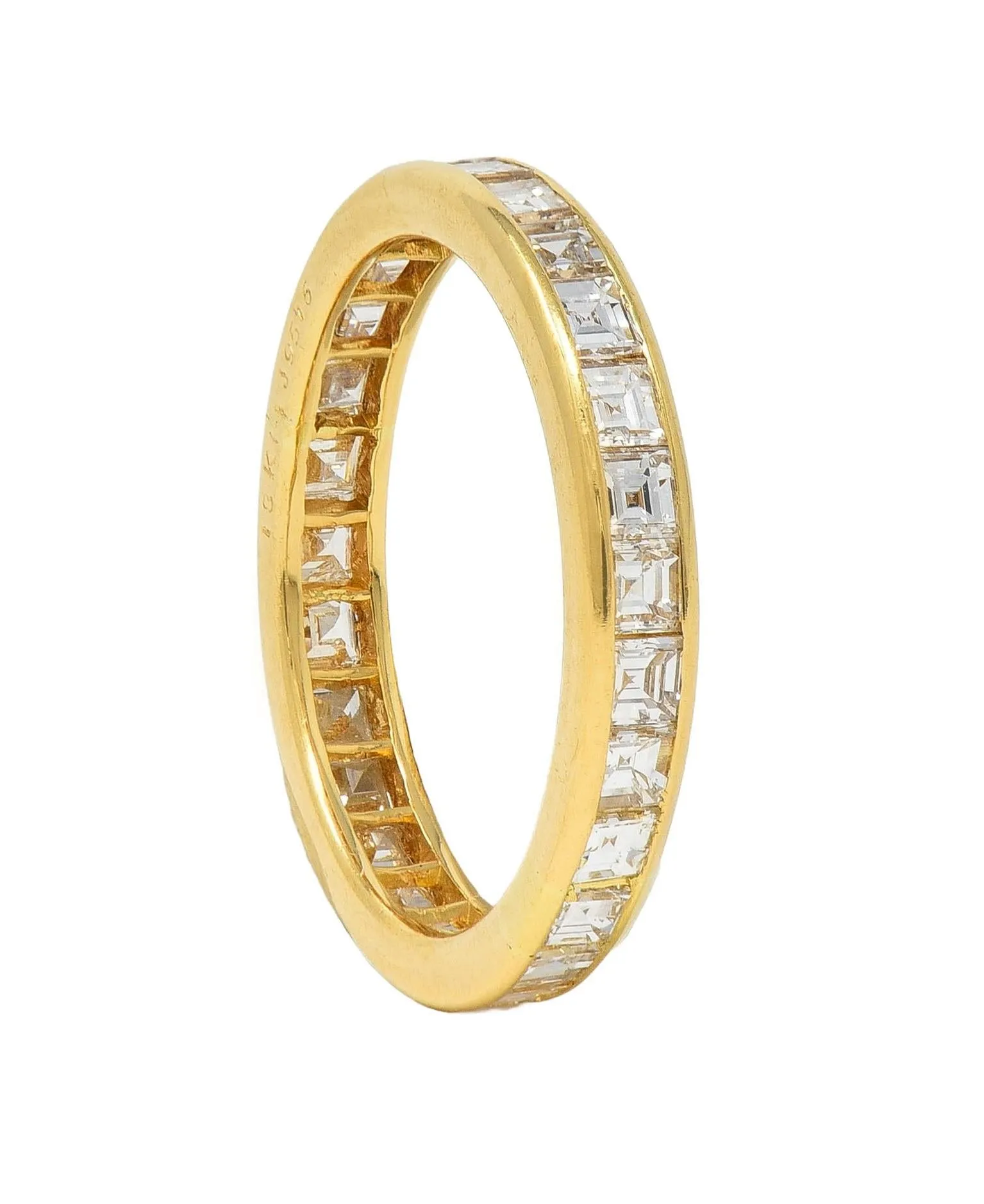 Oscar Heyman 1990's 1.35 CTW Square Step Cut Diamond 18 Karat Yellow Gold Vintage Eternity Band