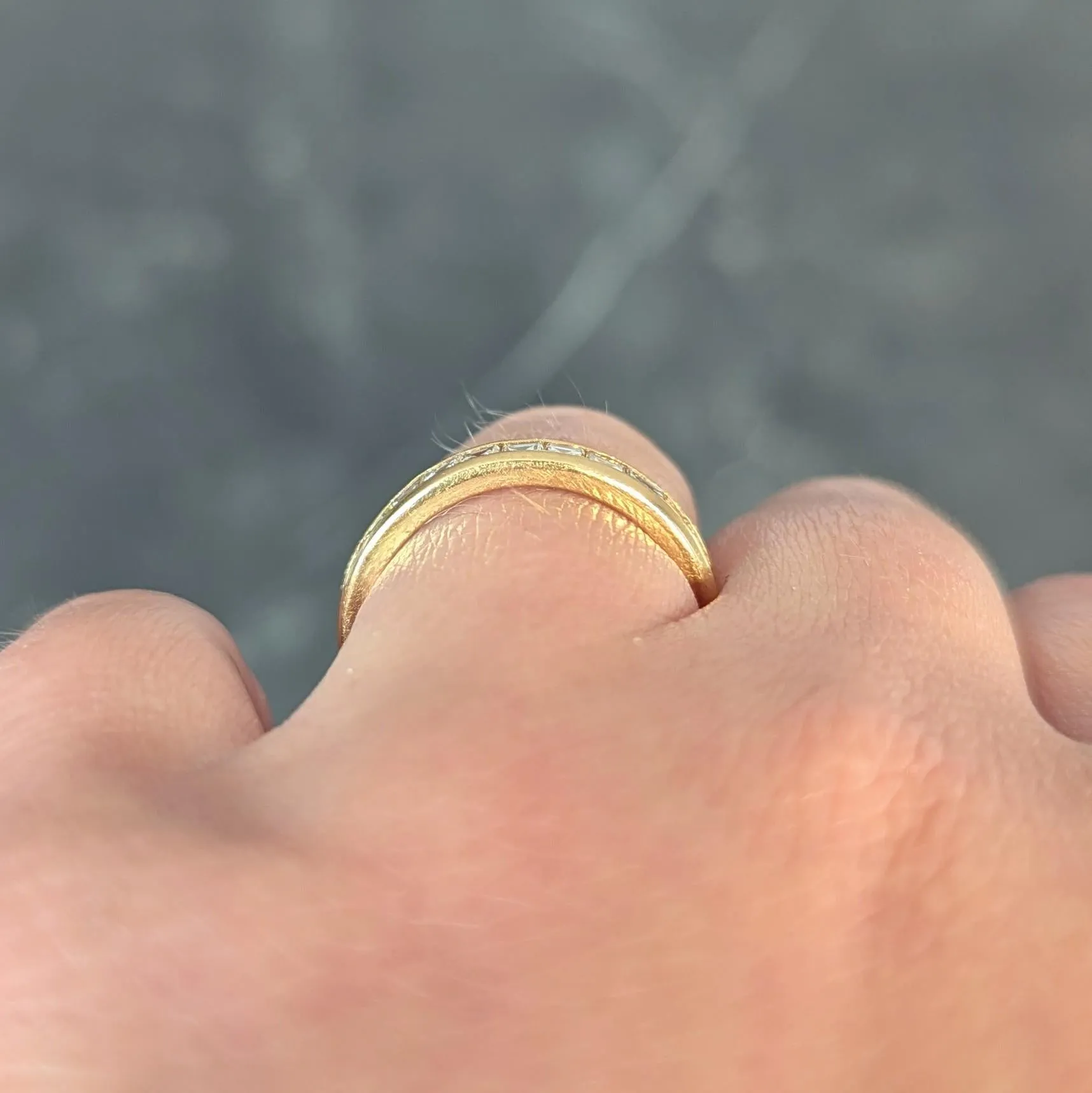 Oscar Heyman 1990's 1.35 CTW Square Step Cut Diamond 18 Karat Yellow Gold Vintage Eternity Band