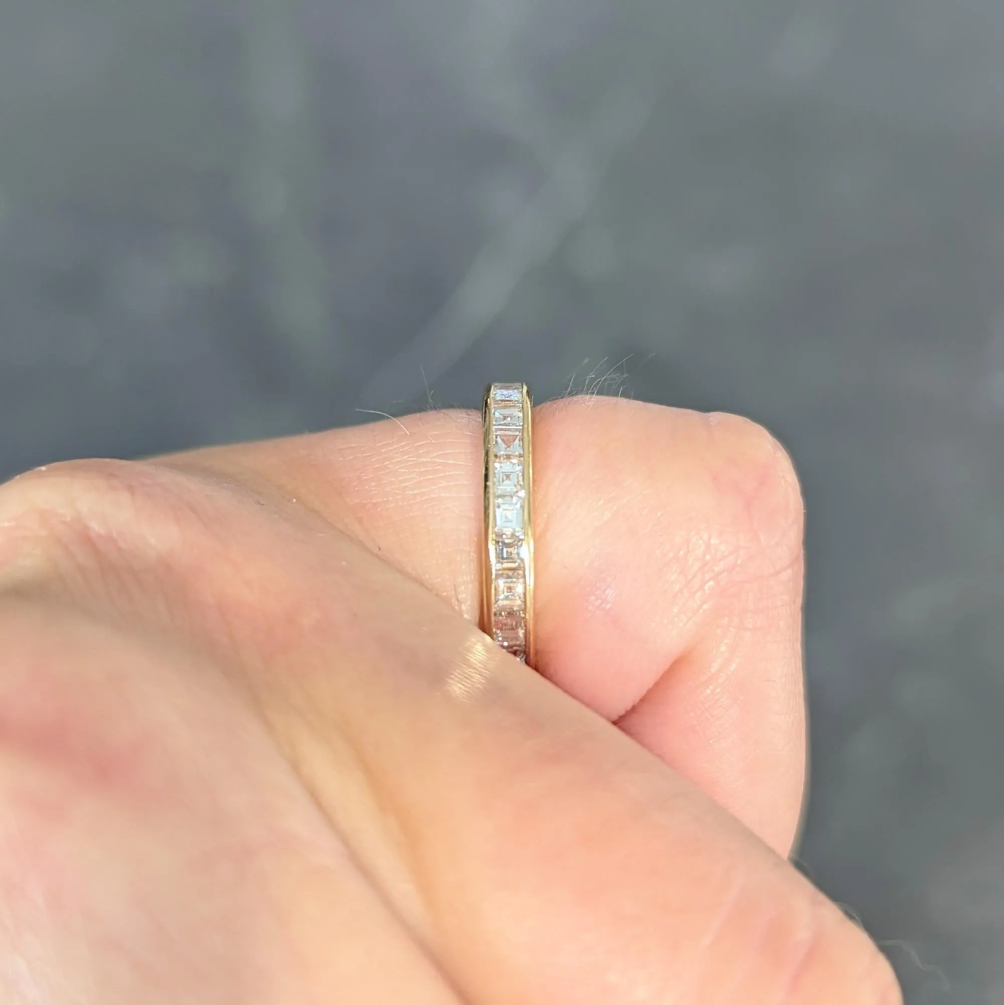 Oscar Heyman 1990's 1.35 CTW Square Step Cut Diamond 18 Karat Yellow Gold Vintage Eternity Band