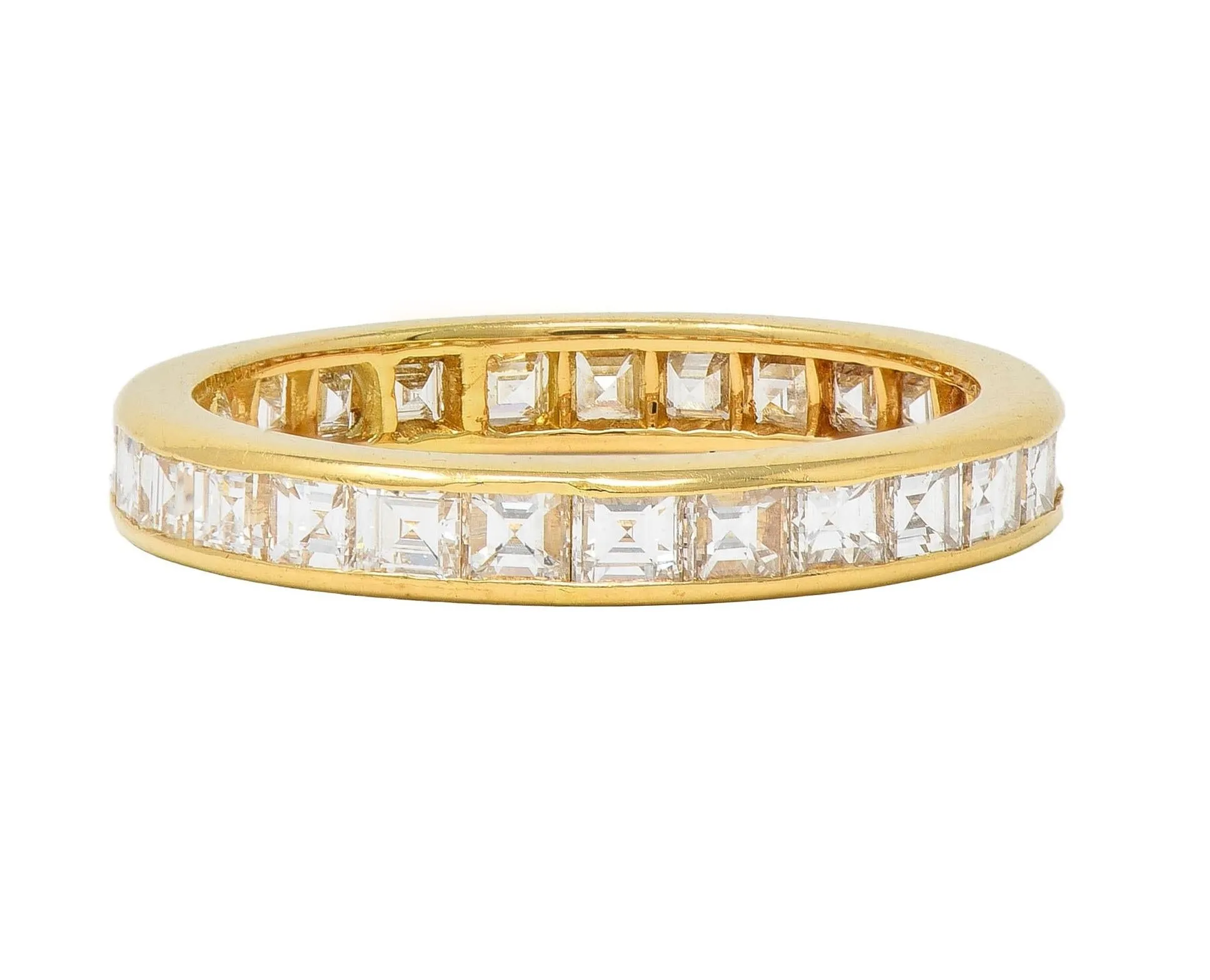 Oscar Heyman 1990's 1.35 CTW Square Step Cut Diamond 18 Karat Yellow Gold Vintage Eternity Band