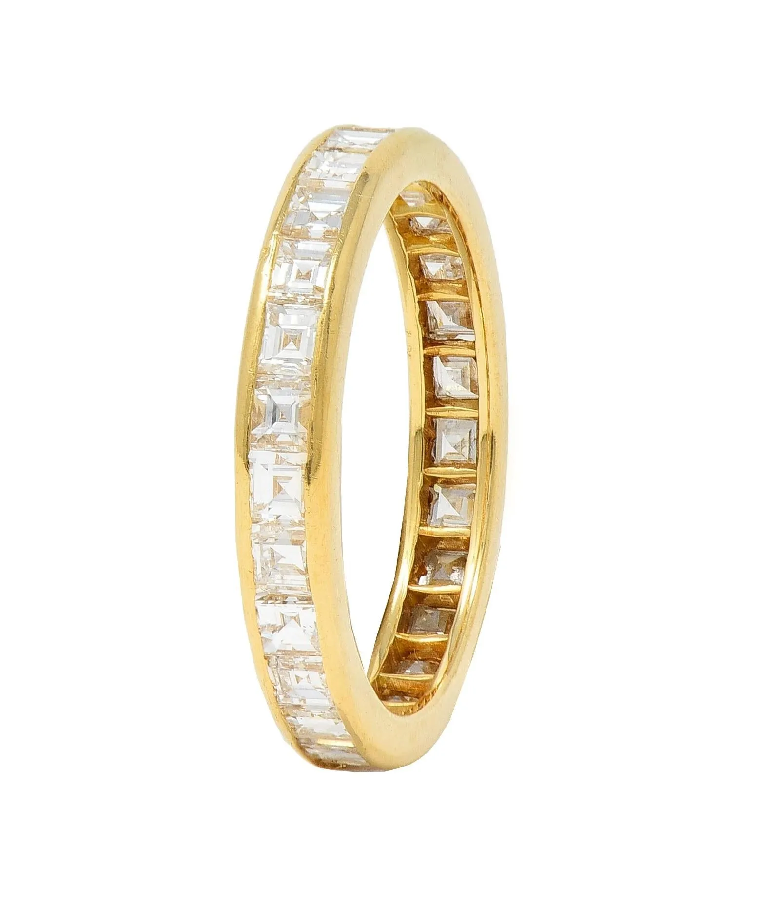 Oscar Heyman 1990's 1.35 CTW Square Step Cut Diamond 18 Karat Yellow Gold Vintage Eternity Band