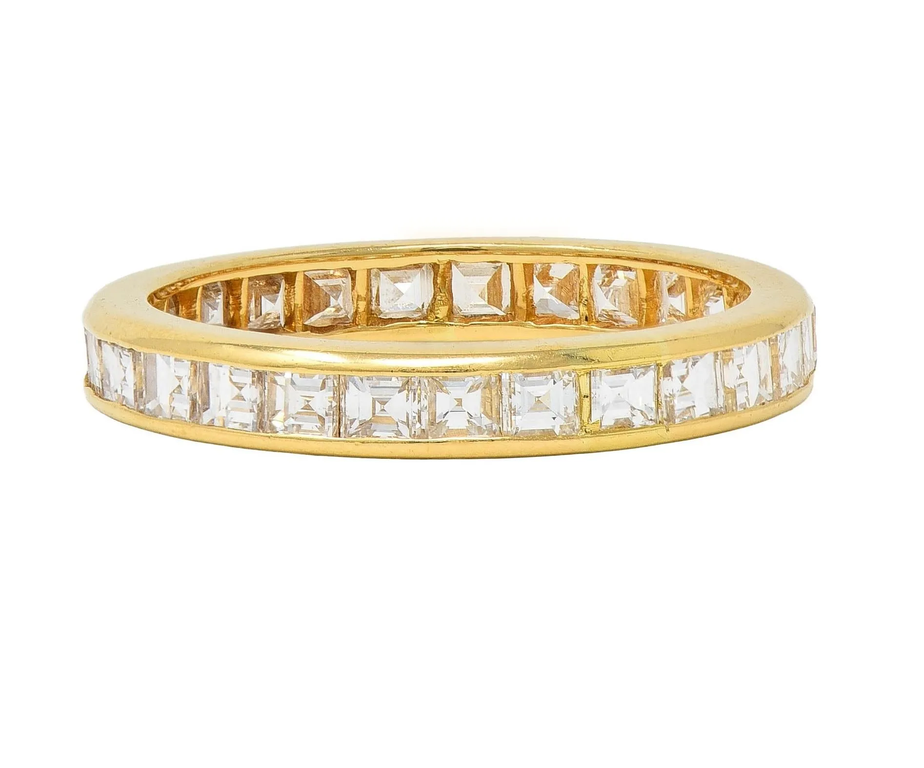 Oscar Heyman 1990's 1.35 CTW Square Step Cut Diamond 18 Karat Yellow Gold Vintage Eternity Band