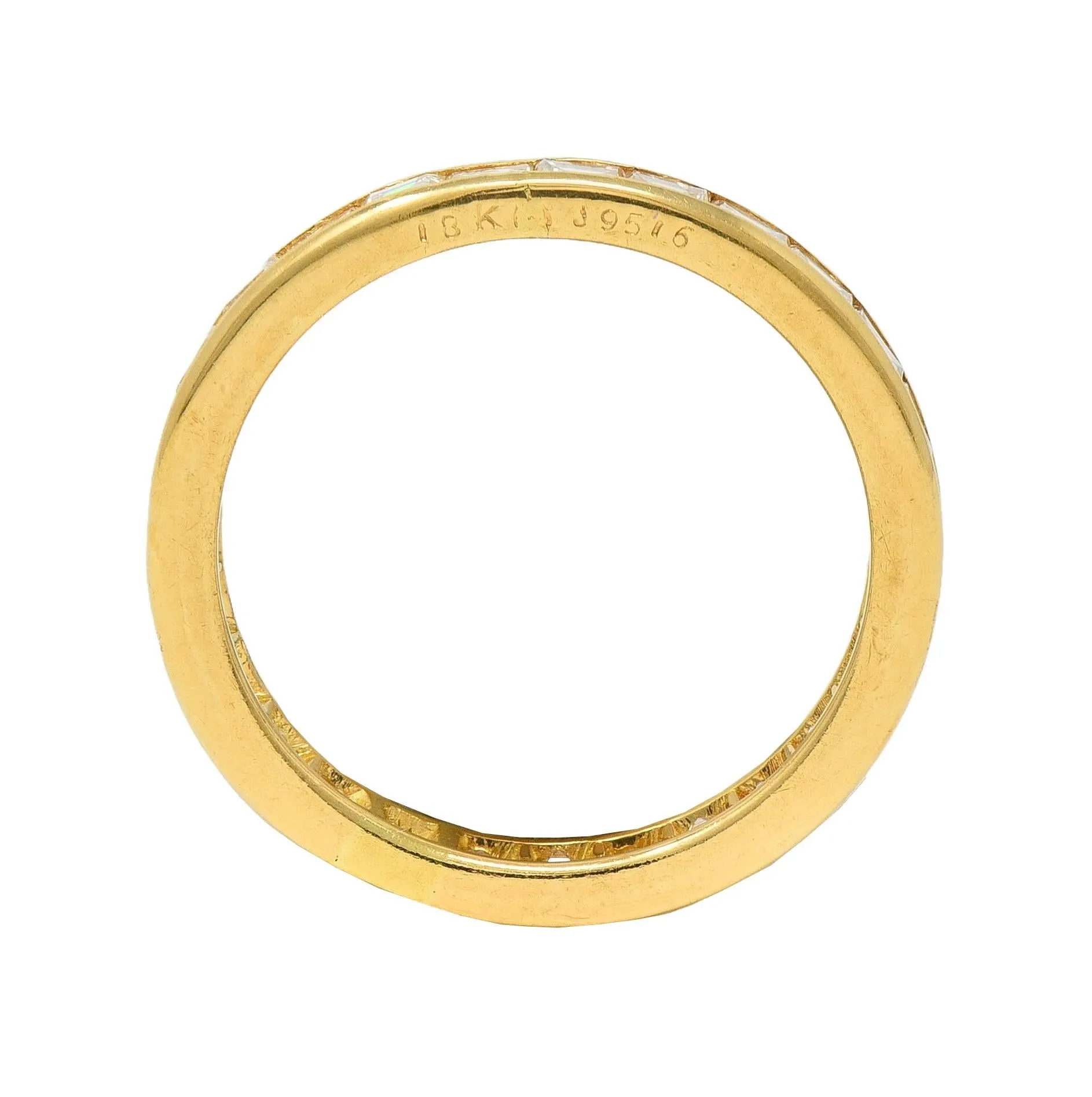 Oscar Heyman 1990's 1.35 CTW Square Step Cut Diamond 18 Karat Yellow Gold Vintage Eternity Band
