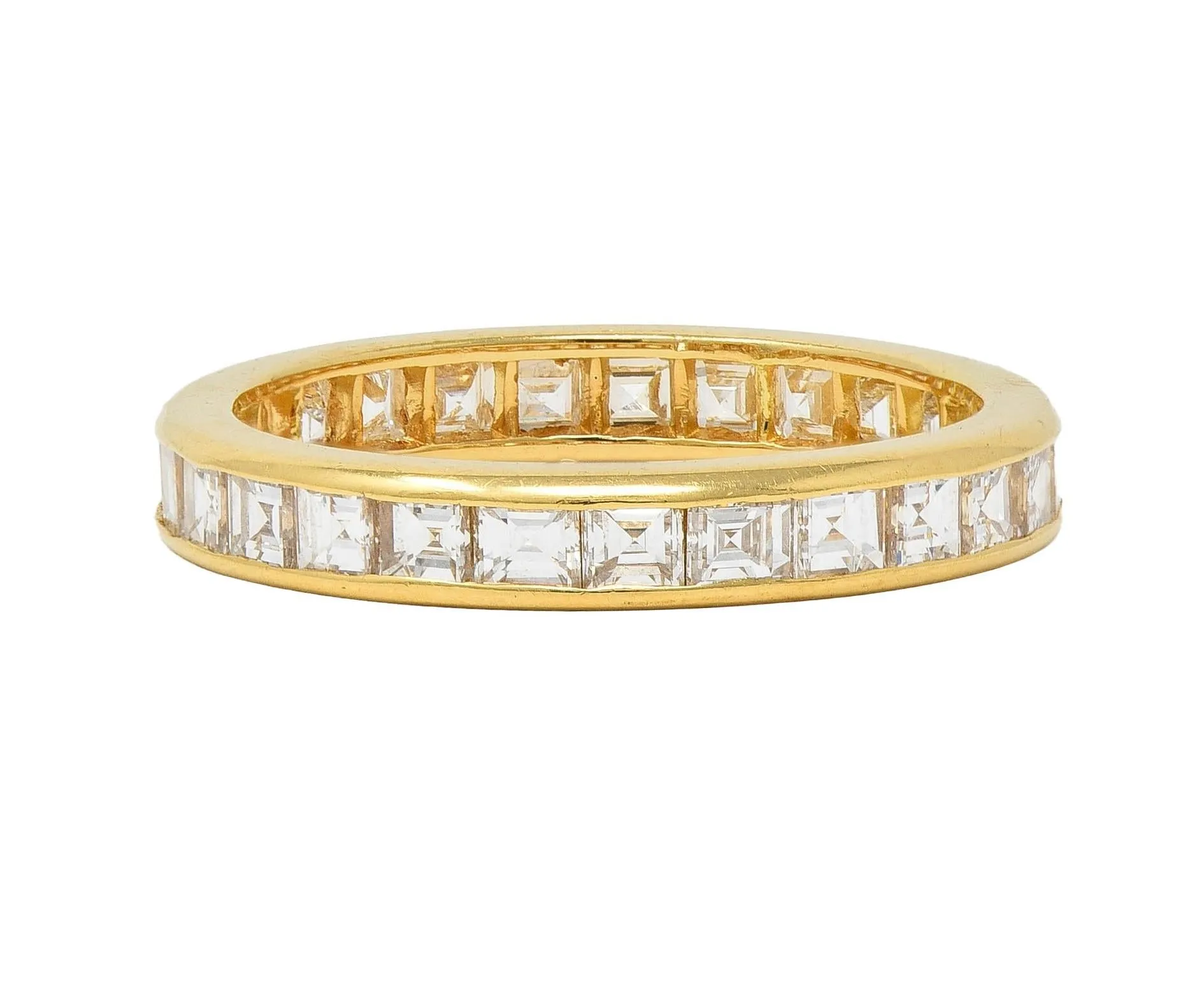 Oscar Heyman 1990's 1.35 CTW Square Step Cut Diamond 18 Karat Yellow Gold Vintage Eternity Band