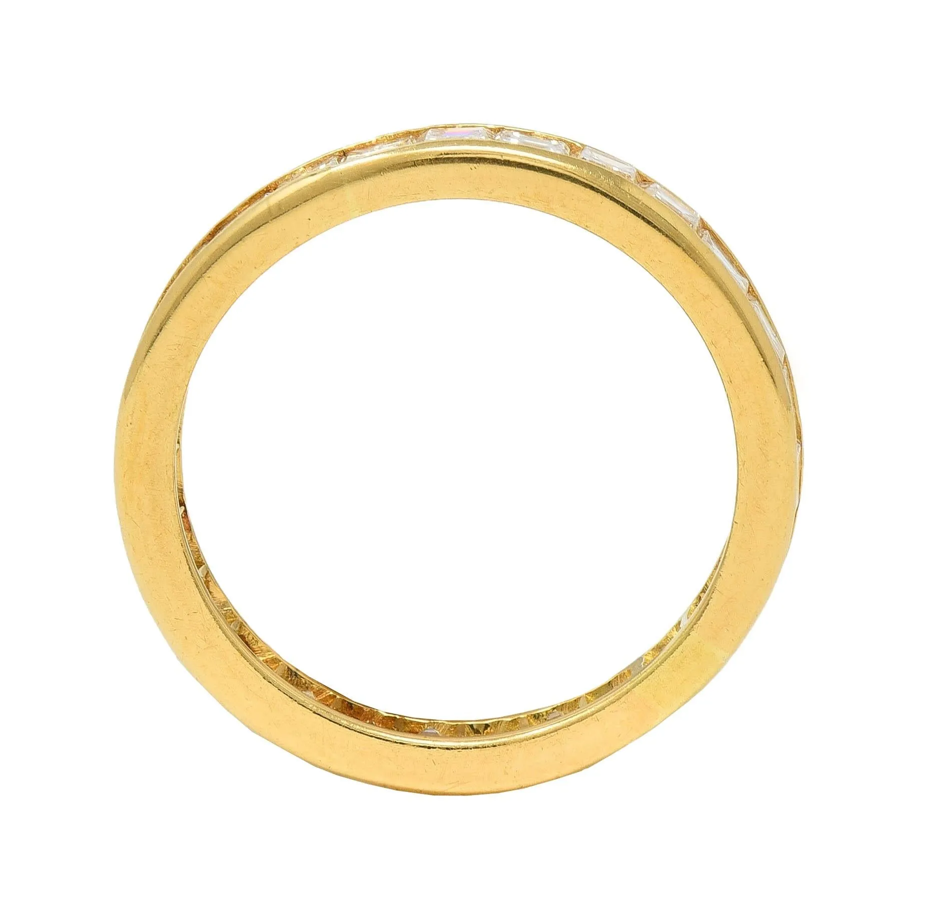 Oscar Heyman 1990's 1.35 CTW Square Step Cut Diamond 18 Karat Yellow Gold Vintage Eternity Band
