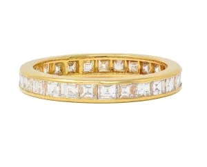Oscar Heyman 1990's 1.35 CTW Square Step Cut Diamond 18 Karat Yellow Gold Vintage Eternity Band