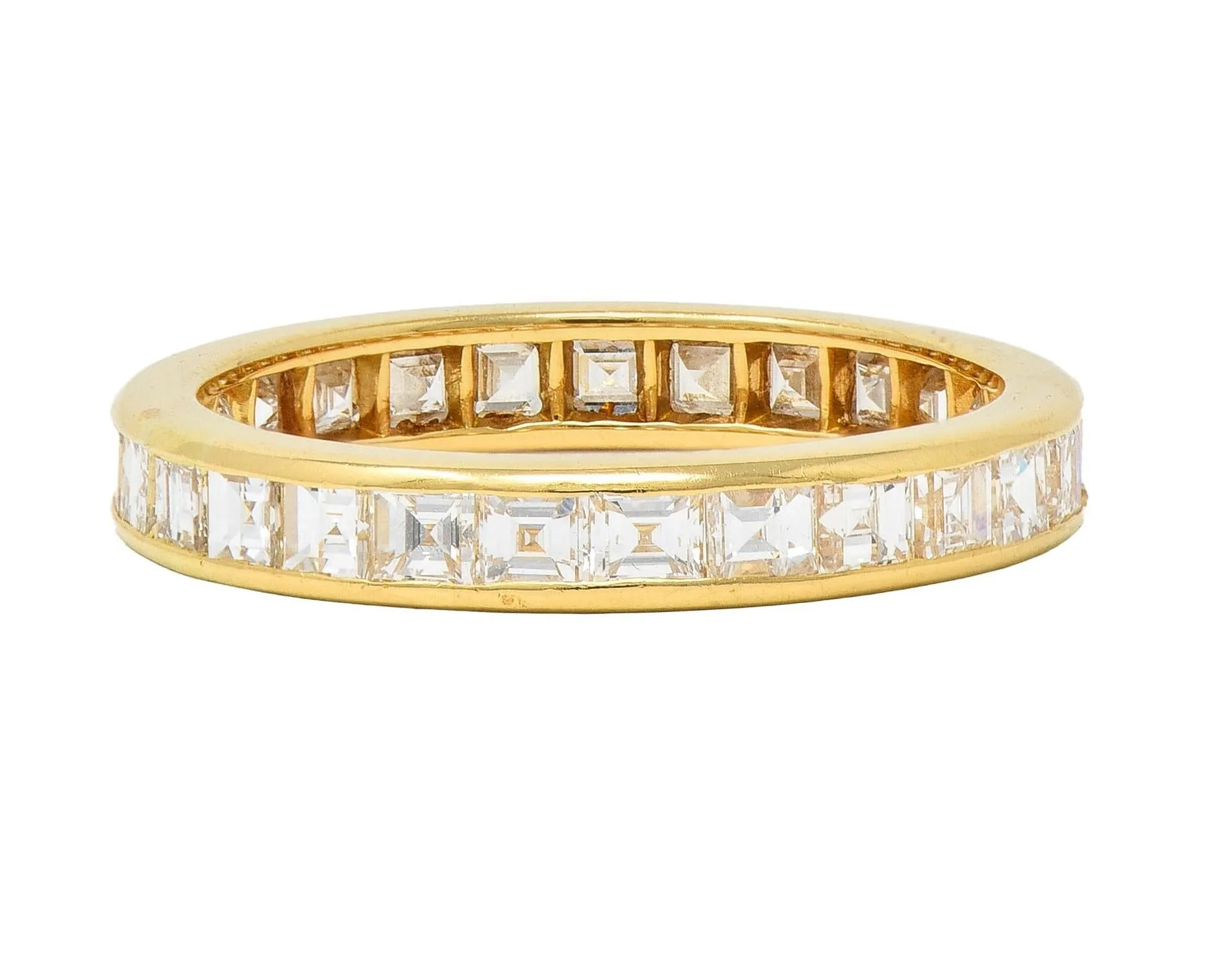 Oscar Heyman 1990's 1.35 CTW Square Step Cut Diamond 18 Karat Yellow Gold Vintage Eternity Band