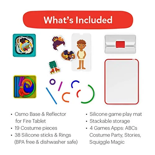 Osmo - Little Genius Starter Kit for Fire Tablet - 4 Educational Learning Games - Preschool Ages - Problem Solving, & Creativity - STEM Toy Fire Tablet Base Included - Amazon Exclusive