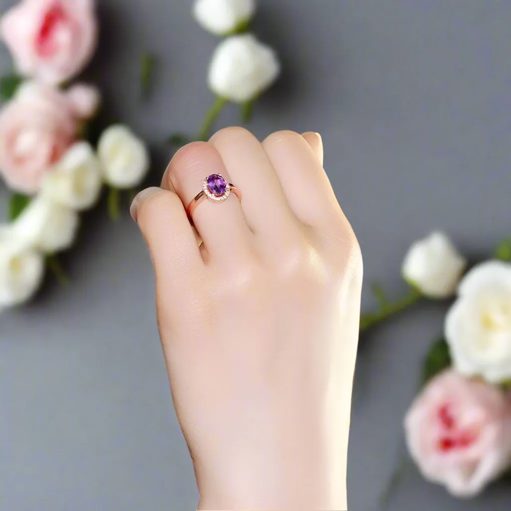 Oval Cut Purple Amethyst Rings