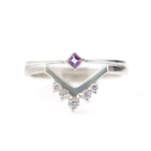 Parker Set | Sapphire & Diamonds Chevron Stacking Set
