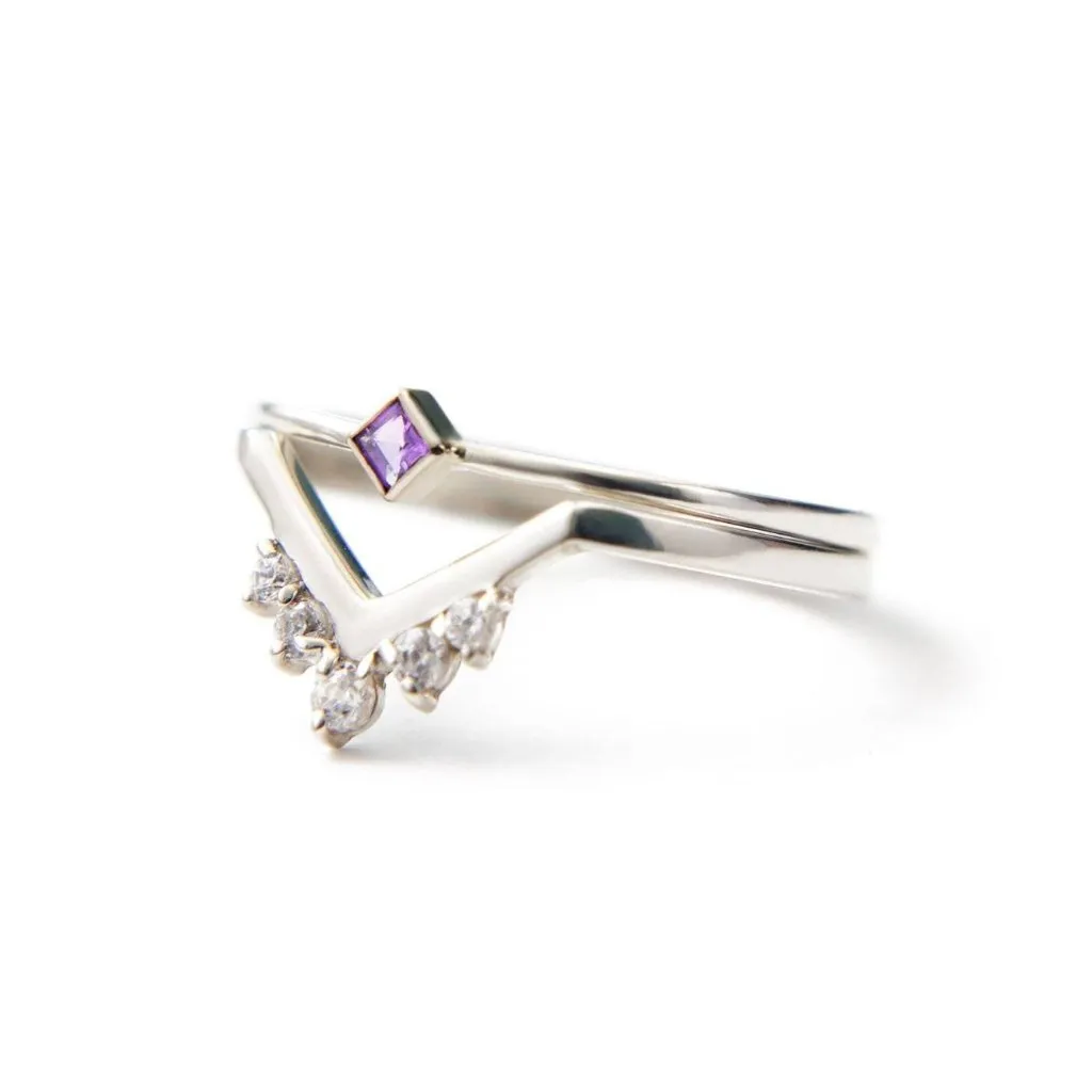 Parker Set | Sapphire & Diamonds Chevron Stacking Set