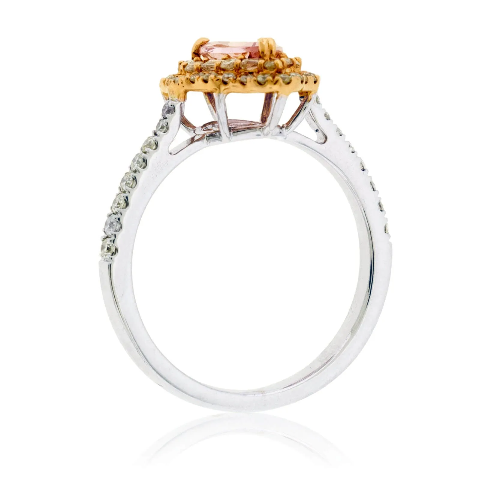 Pear Cut Morganite & Diamond Double Halo Ring