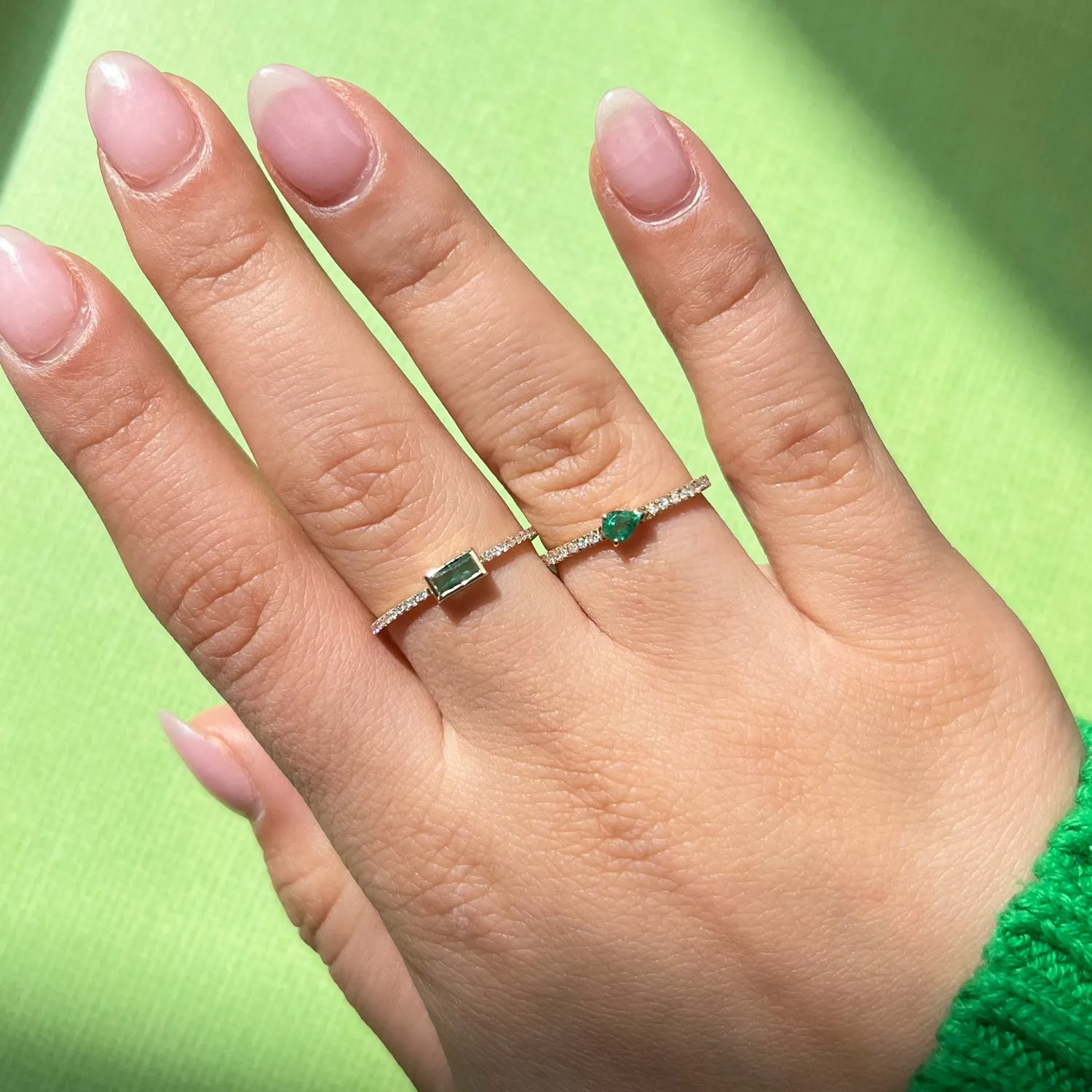 Pear Shaped Emerald and Diamond Ring