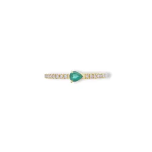 Pear Shaped Emerald and Diamond Ring