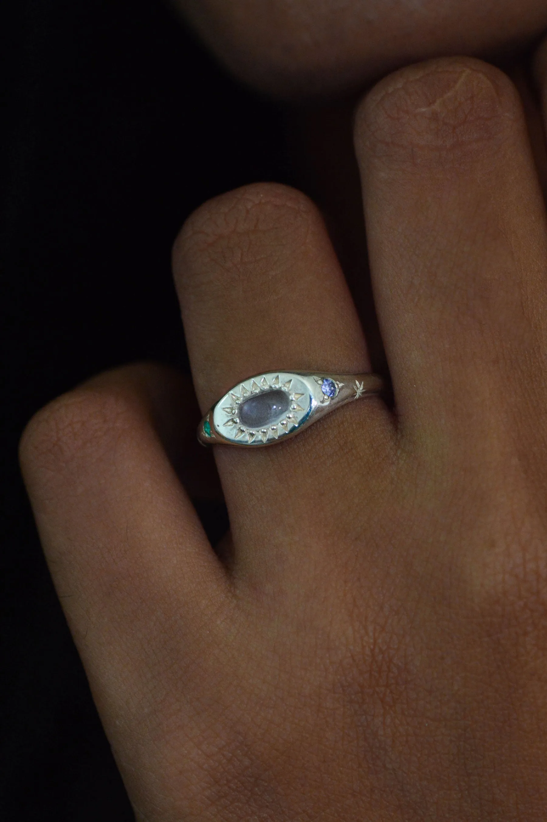 Penny Moonstone Silver Ring
