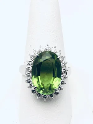 Peridot & Diamond Platinum Cocktail Ring