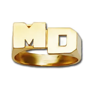 Personalized 14K Gold Stacked Initial Monogram Ring- 8mm