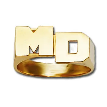 Personalized 14K Gold Stacked Initial Monogram Ring- 8mm