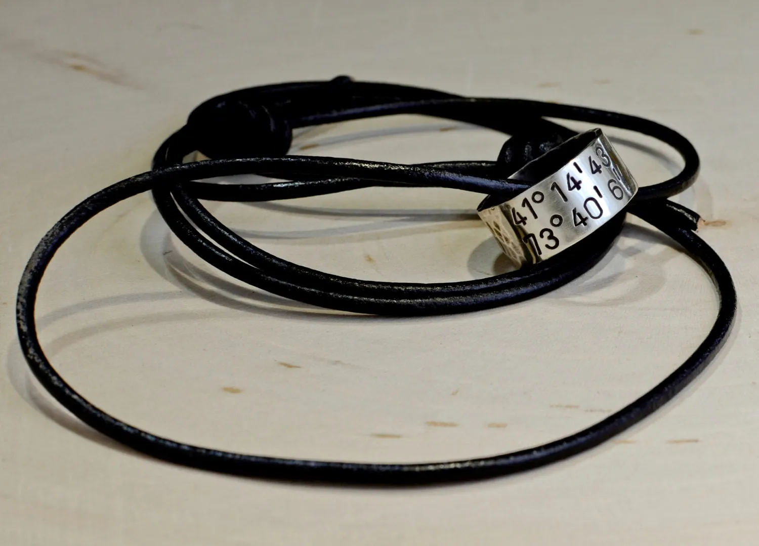 Personalized Latitude Longitude Sterling Silver Ring Necklace