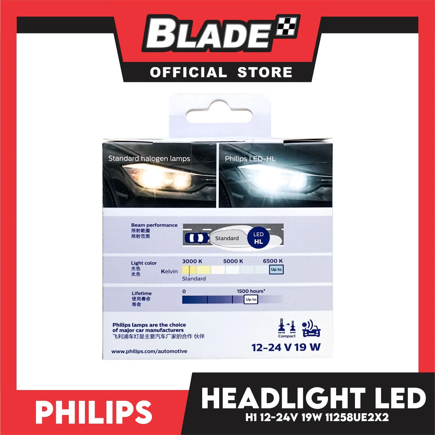 Philips Ultinon Essentials G2 Led Bulbs H1 6500K 11258UE2X2 12-24V 19W- Headlight Bulb