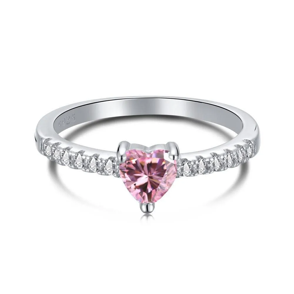 Pink CZ Heart Ring