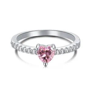 Pink CZ Heart Ring