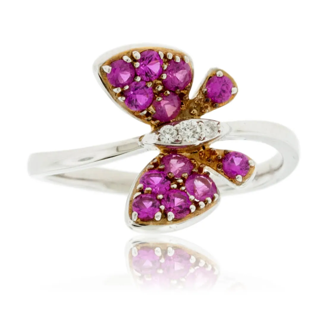 Pink Sapphire Winged Butterfly & Diamond Ring