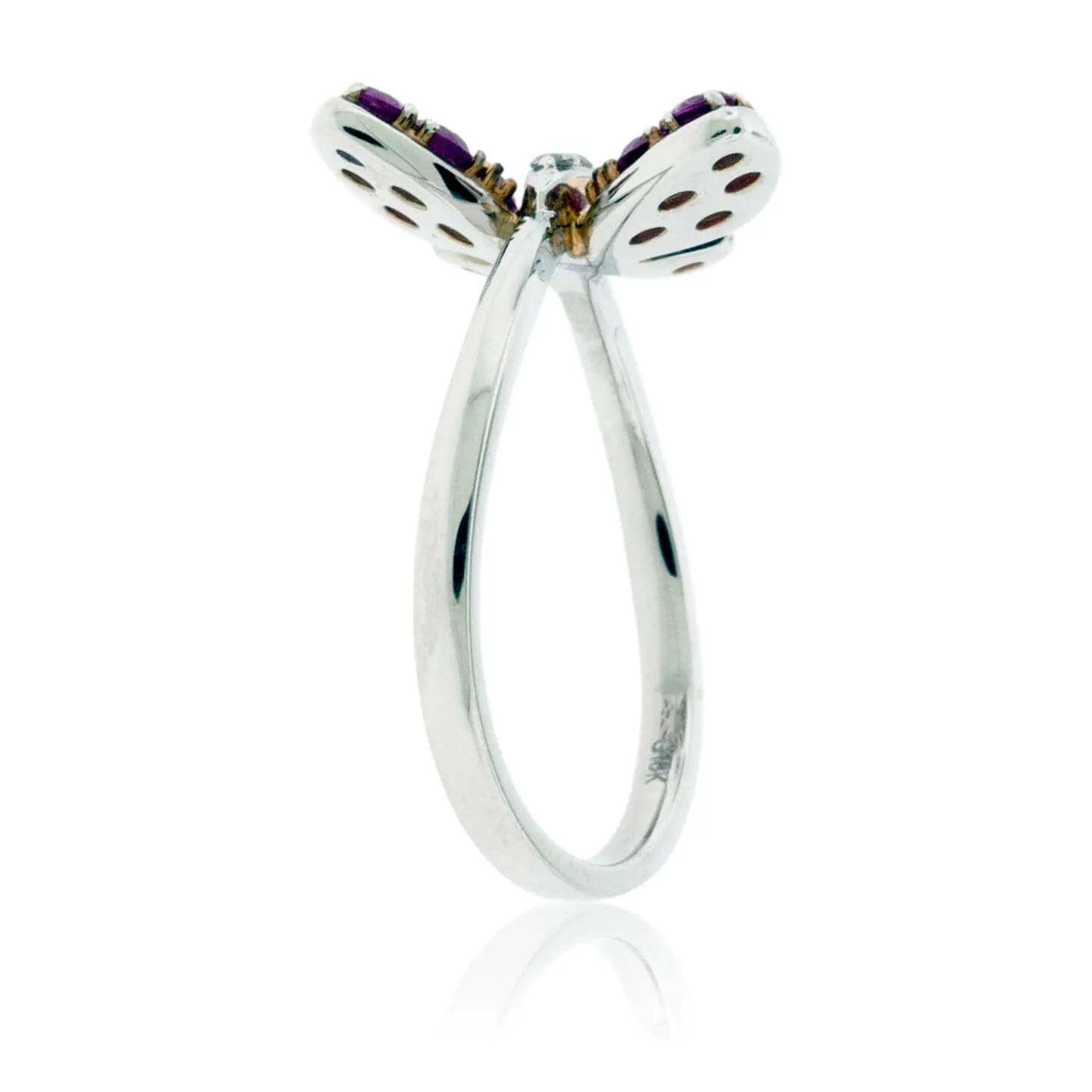 Pink Sapphire Winged Butterfly & Diamond Ring