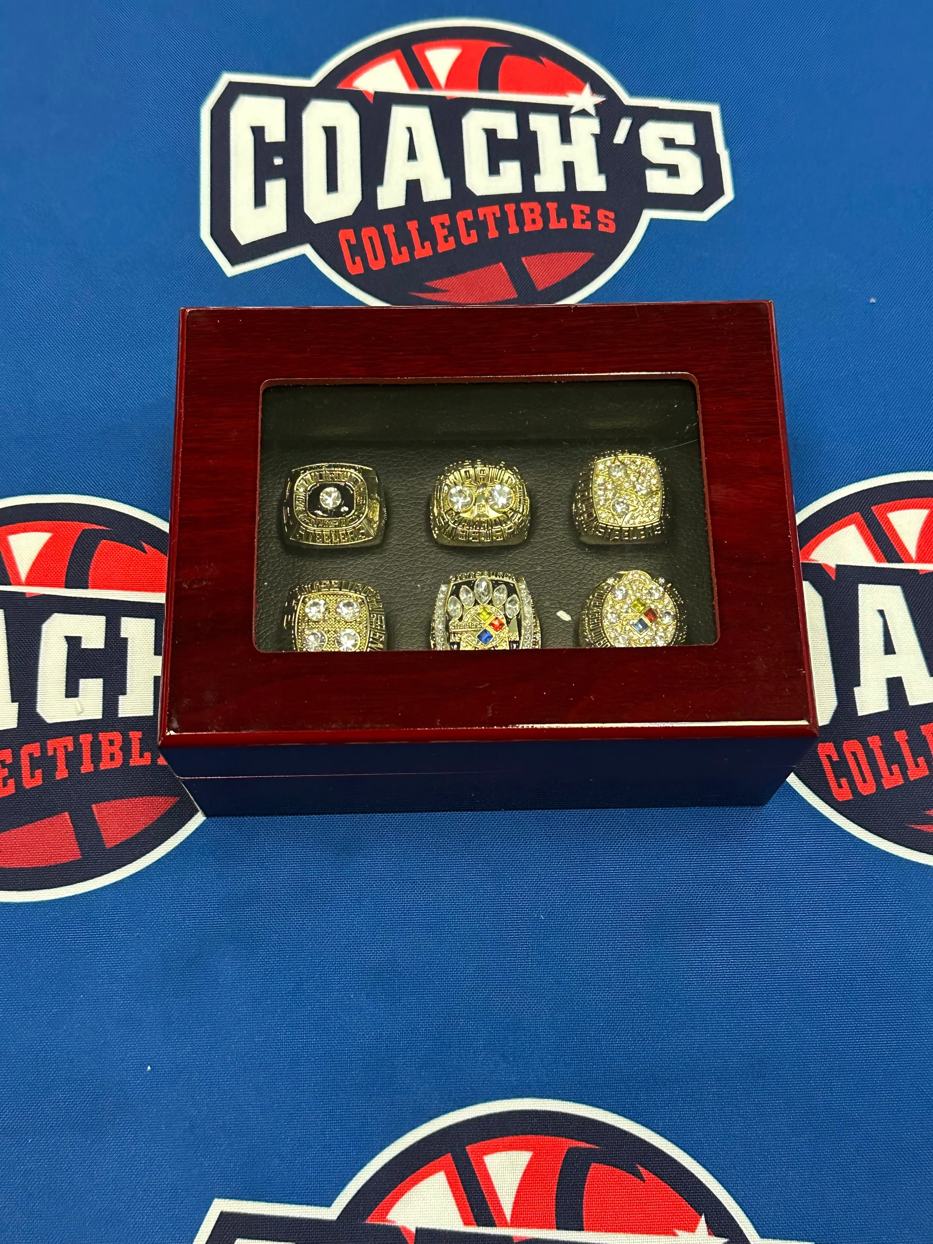 Pittsburgh Steelers 6pc Replica Super Bowl Ring Set w/ Display Box