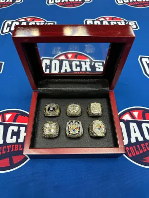 Pittsburgh Steelers 6pc Replica Super Bowl Ring Set w/ Display Box