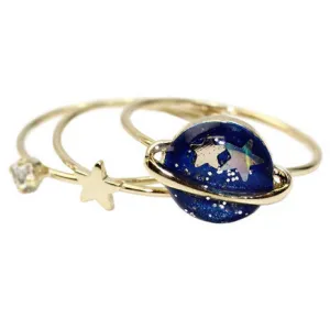 Planet Saturn 13MM Joint Finger Rings Set