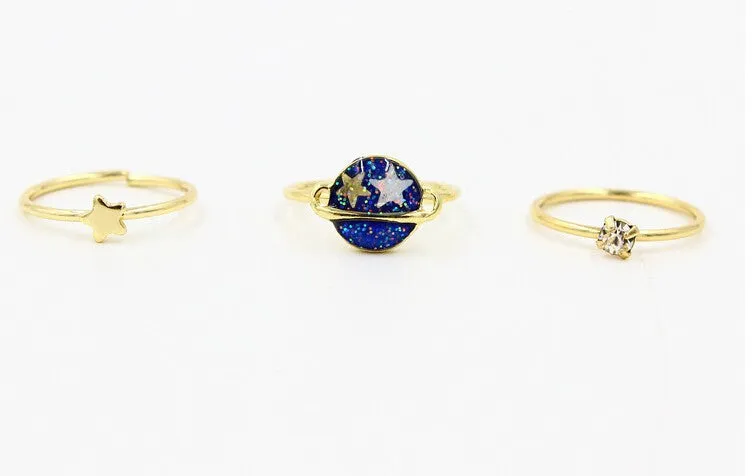 Planet Saturn 13MM Joint Finger Rings Set