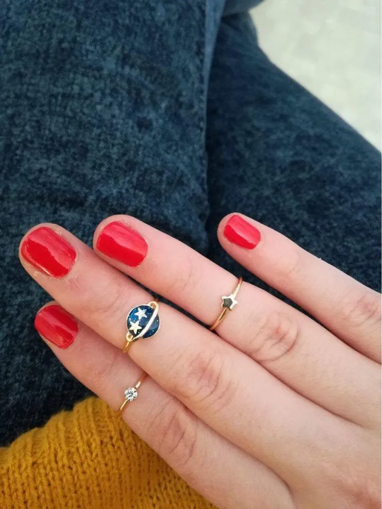 Planet Saturn 13MM Joint Finger Rings Set