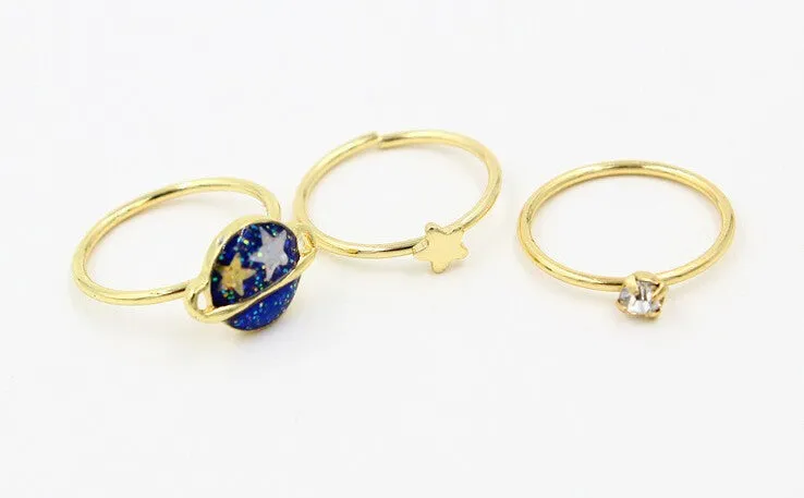 Planet Saturn 13MM Joint Finger Rings Set